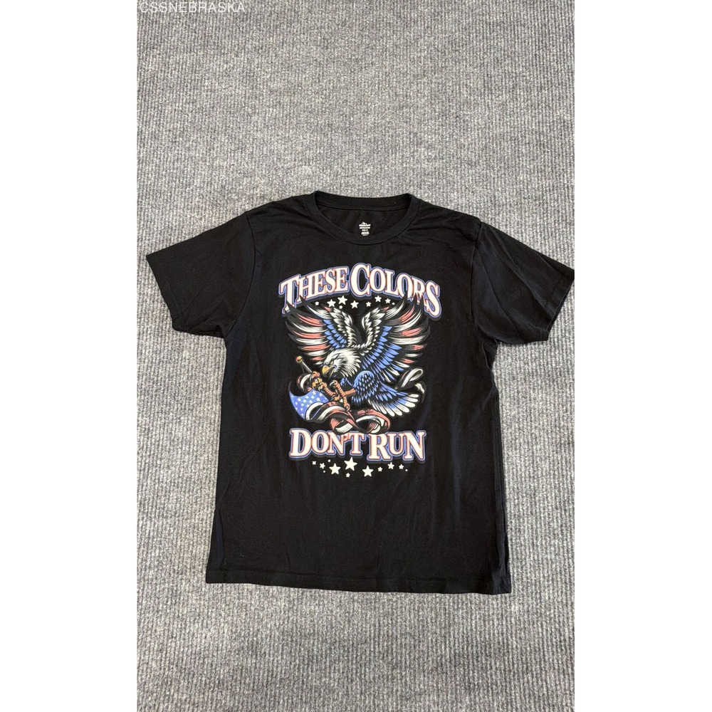 Way To Celebrate Mens Patriotic Bald Eagle American Flag Graphic T Shirt Black M